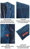 Blue Overcheck Plaid Tweed & Charcoal Herringbone Tweed 2 Piece Suit