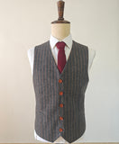 CHARCOAL ORANGE PINSTRIPE TWEED 3 PIECE SUIT - BDtailormade
