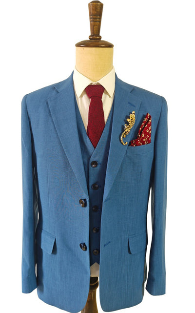 BLUE TENCEL LINEN 3 PIECE SUITS