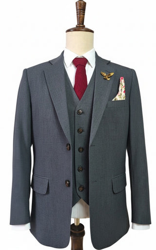 Dark Grey Tencel Wool 3 Piece Suit