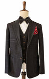 黑色牛仔三件套西装