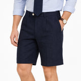Dark Blue Tencel Linen Beach Shorts