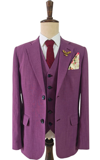 Purple Tencel Linen 3 Piece Suit