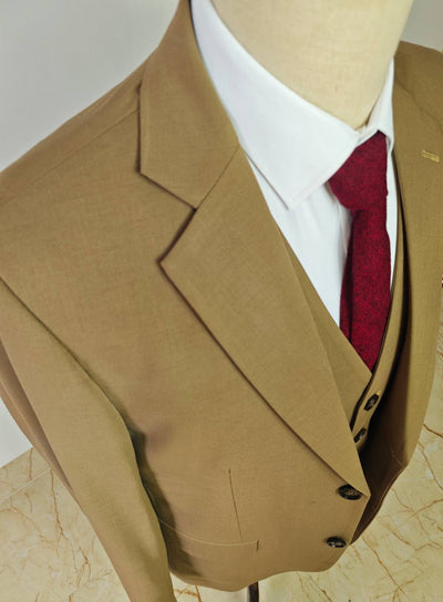 Brown Tencel Wool 3 Piece Suit
