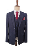Dark Blue Tencel Linen 3 Piece Suit