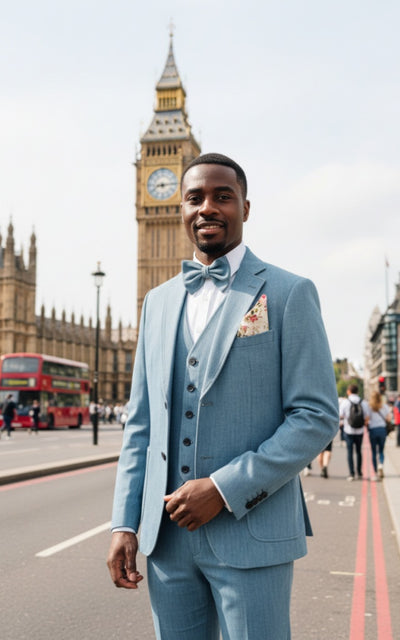 GREY BLUE DENIM 3 PIECE SUIT