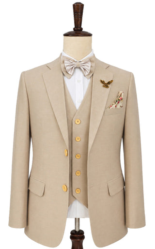 Khaki Tencel Wool 3 Piece Suit