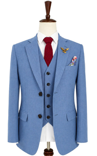 Light Blue Tencel Wool 3 Piece Suit