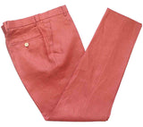 橙红色亚麻三件套西装