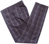 酒红色格子精纺三件套西装