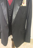 CLASSIC BLACK TUXEDO WORSTED 3 PIECE SUIT