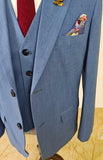 LIGHT BLUE TENCEL WOOL 3 PIECE SUITS