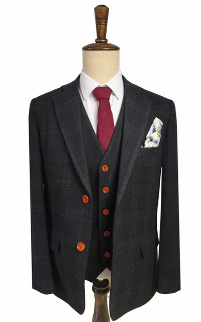 布朗·哈里斯粗花呢三件套西装