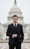 CLASSIC BLACK WORSTED 3 PIECE SUIT