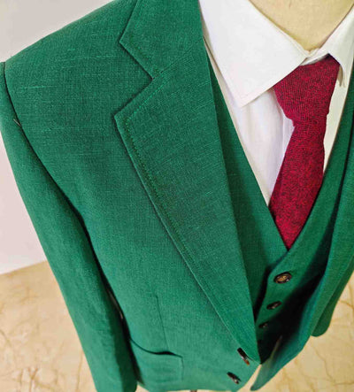 Green Tencel Linen 3 Piece Suit