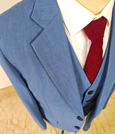 Light Blue Tencel Wool 3 Piece Suit
