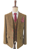 BROWN BLACK HERRINGBONE TWEED 3 PIECE SUIT - BDtailormade