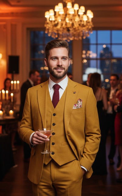 LIGHT BROWN TENCEL LINEN 3 PIECE SUITS