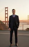 BLACK PINSTRIPE WORSTED 3 PIECE SUIT