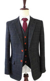 BDtailormade BLACK OVERCHECK PLAID TWEED 3 PIECE SUIT - BDtailormade TWEED SUITStweedmaker hockerty menstweedsuit