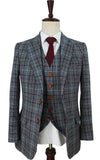 BDtailormade GREY BLUE HOUNDSTOOTH PLAID TWEED 2 PIECE SUIT - BDtailormade TWEED SUITStweedmaker hockerty menstweedsuit