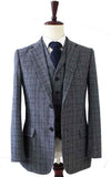 BDtailormade RETRO GREY BLUE PLAID TWEED 2 PIECE SUIT - BDtailormade TWEED SUITStweedmaker hockerty menstweedsuit