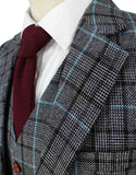 BDtailormade GREY BLUE HOUNDSTOOTH PLAID TWEED 2 PIECE SUIT - BDtailormade TWEED SUITStweedmaker hockerty menstweedsuit