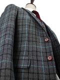 BDtailormade GREY BLUE HOUNDSTOOTH PLAID TWEED 2 PIECE SUIT - BDtailormade TWEED SUITStweedmaker hockerty menstweedsuit