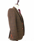 BDtailormade COUNTRY BROWN PLAID TWEED 2 PIECE SUIT - BDtailormade TWEED SUITStweedmaker hockerty menstweedsuit