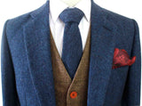 BDtailormade BLUE HERRINGBONE MIX & MATCH TWEED 3 PIECE SUIT - BDtailormade TWEED SUITStweedmaker hockerty menstweedsuit