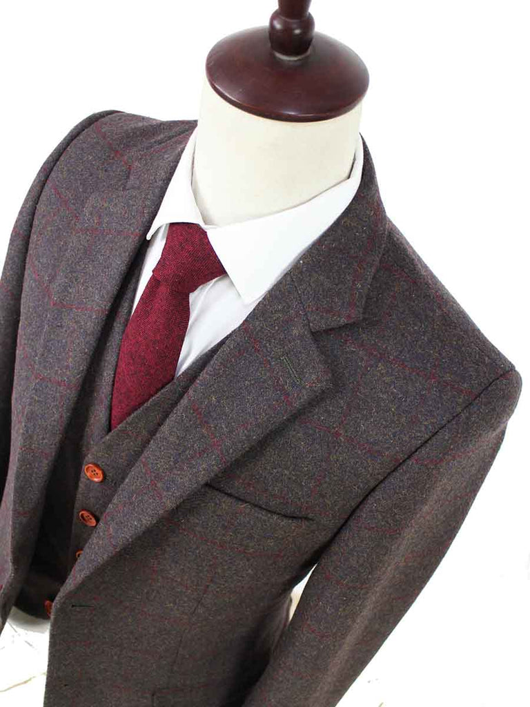 BDtailormade BROWN GREEN PLAID TWEED 3 PIECE SUIT - BDtailormade TWEED SUITStweedmaker hockerty menstweedsuit