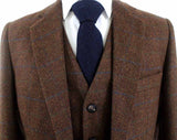 BDtailormade BROWN TATTERSALL TWEED 3 PIECE SUIT - BDtailormade TWEED SUITStweedmaker hockerty menstweedsuit