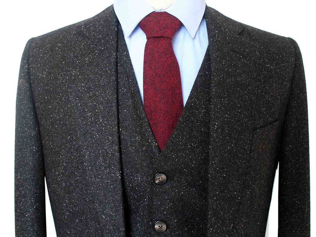 BDtailormade CLASSIC BLACK SPECKLE TWEED 3 PIECE SUIT - BDtailormade TWEED SUITStweedmaker hockerty menstweedsuit