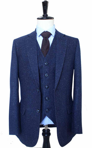BDtailormade CLASSIC NAVY SPECKLE TWEED 3 PIECE SUIT - BDtailormade TWEED SUITStweedmaker hockerty menstweedsuit