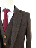 BDtailormade DARK BROWN HERRINGBONE TWEED 3 PIECE SUIT - BDtailormade TWEED SUITStweedmaker hockerty menstweedsuit