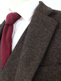 BDtailormade DARK BROWN HERRINGBONE TWEED 3 PIECE SUIT - BDtailormade TWEED SUITStweedmaker hockerty menstweedsuit