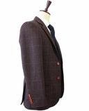 BDtailormade DARK BROWN PLAID TWEED 3 PIECE SUIT - BDtailormade TWEED SUITStweedmaker hockerty menstweedsuit
