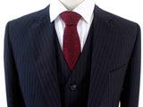 BDtailormade DARK BLUE PINSTRIPE WORSTED 3 PIECE SUIT - BDtailormade Worsted Suittweedmaker hockerty menstweedsuit
