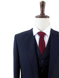 BDtailormade DARK BLUE PINSTRIPE WORSTED 3 PIECE SUIT - BDtailormade Worsted Suittweedmaker hockerty menstweedsuit