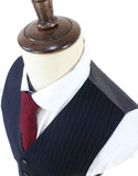 BDtailormade DARK BLUE PINSTRIPE WORSTED 3 PIECE SUIT - BDtailormade Worsted Suittweedmaker hockerty menstweedsuit