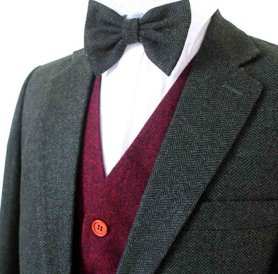 BDtailormade GREEN HERRINGBONE MIX & MATCH TWEED 3 PIECE SUIT - BDtailormade TWEED SUITStweedmaker hockerty menstweedsuit