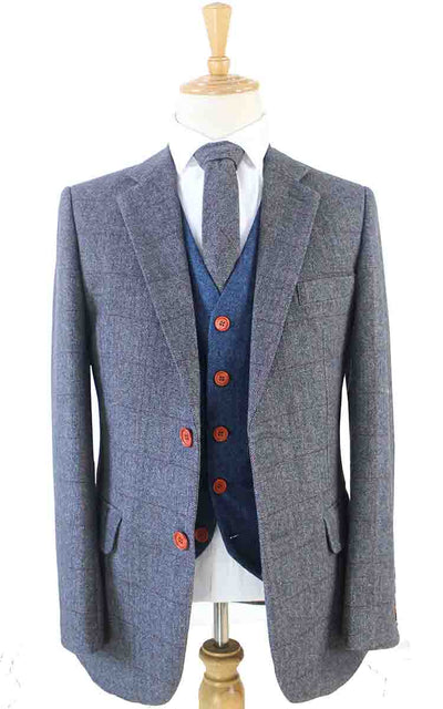 BDtailormade GREY HERRINGBONE MIX & MATCH TWEED 3 PIECE SUIT - BDtailormade TWEED SUITStweedmaker hockerty menstweedsuit