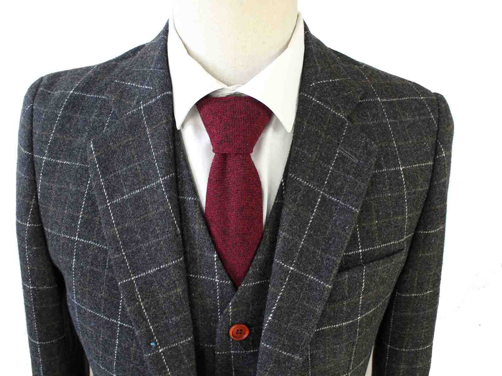 BDtailormade GREY OVERCHECK PLAID TWEED 2 PIECE SUIT - BDtailormade TWEED SUITStweedmaker hockerty menstweedsuit