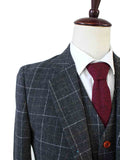 BDtailormade GREY OVERCHECK PLAID TWEED 3 PIECE SUIT - BDtailormade TWEED SUITStweedmaker hockerty menstweedsuit