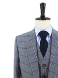 BDtailormade GREY WINDOWPANE WORSTED 3 PIECE SUIT - BDtailormade Worsted Suittweedmaker hockerty menstweedsuit