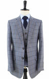 BDtailormade GREY WINDOWPANE WORSTED 3 PIECE SUIT - BDtailormade Worsted Suittweedmaker hockerty menstweedsuit