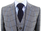 BDtailormade GREY WINDOWPANE WORSTED 3 PIECE SUIT - BDtailormade Worsted Suittweedmaker hockerty menstweedsuit