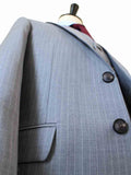 BDtailormade LIGHT GREY PINSTRIPE WORSTED 3 PIECE SUIT - BDtailormade Worsted Suittweedmaker hockerty menstweedsuit