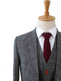 BDtailormade LIGHT GREY HOUNDSTOOTH PLAID TWEED 3 PIECE SUIT - BDtailormade TWEED SUITStweedmaker hockerty menstweedsuit