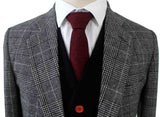 BDtailormade LIGHT GREY HOUNDSTOOTH PLAID TWEED 3 PIECE SUIT - BDtailormade TWEED SUITStweedmaker hockerty menstweedsuit